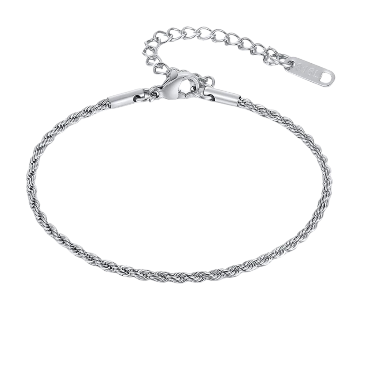 2mm Rope Bracelet - Silver