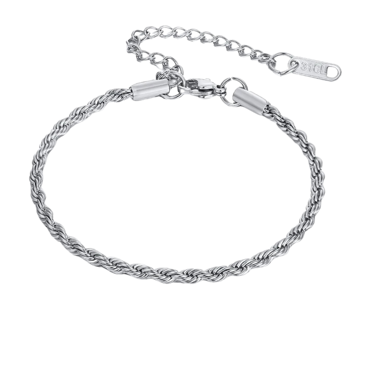 3mm Rope Bracelet - Silver