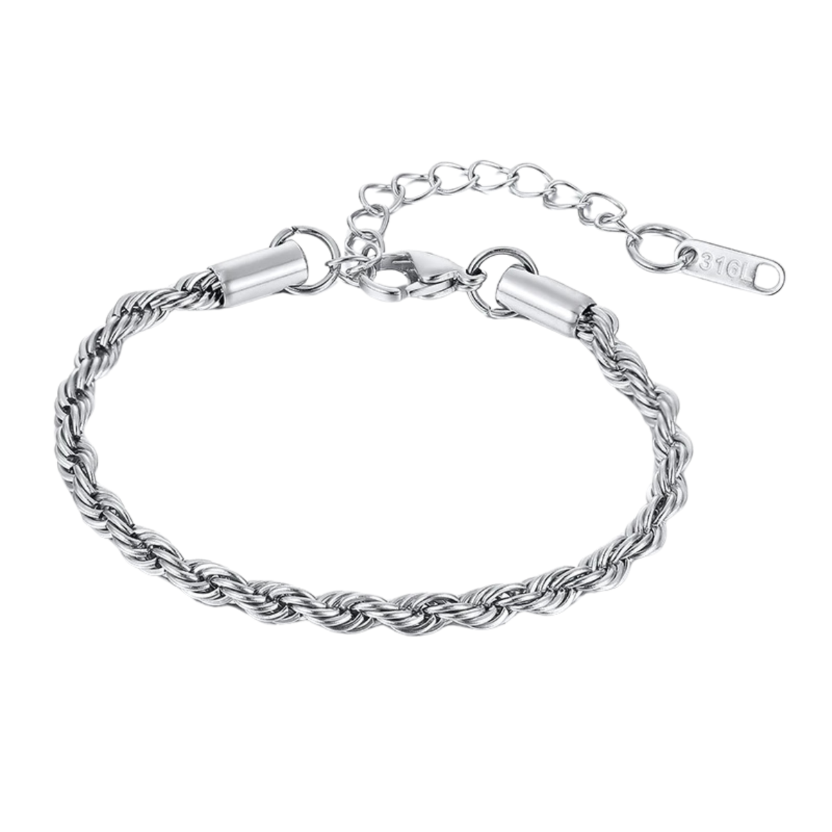 4mm Rope Bracelet - Silver