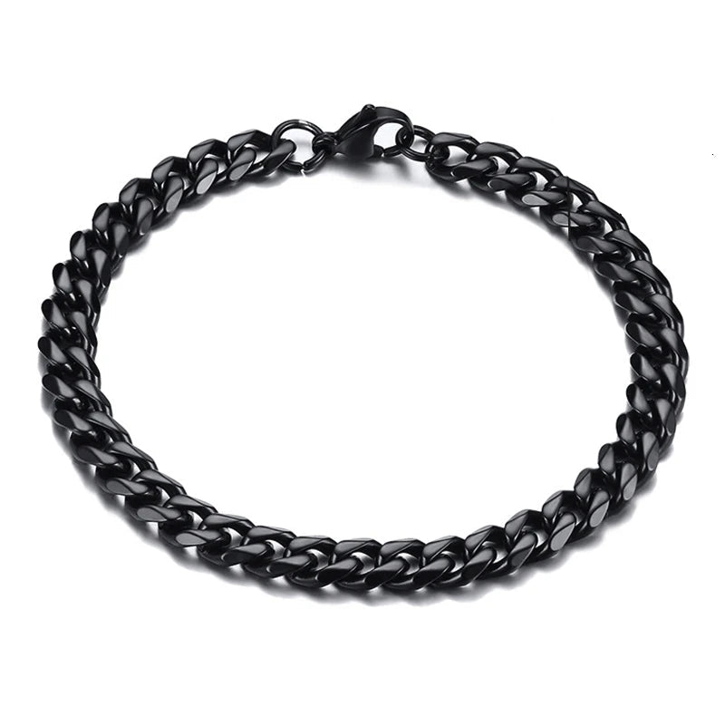 7mm Miami Cuban Bracelet - Black