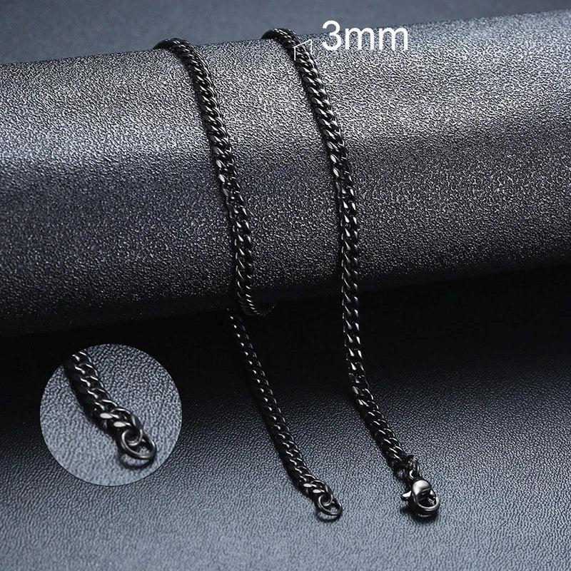 3mm Cuban Chain - Black