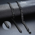 7mm Cuban Chain - Black