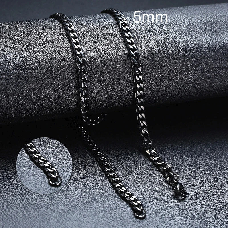 5mm Cuban Chain - Black